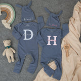 Personalized Twin Coming Home Outfits with Custom Names Pink and Blue Design Newborn Baby Gift Set Bodysuit and Hat for Boy and Girl Twins