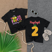 Personalized Twotti Frutti Birthday Bubble Romper with Name, Fun Fruit Theme Toddler T-shirt for 2nd Birthday Girl Party Outfit
