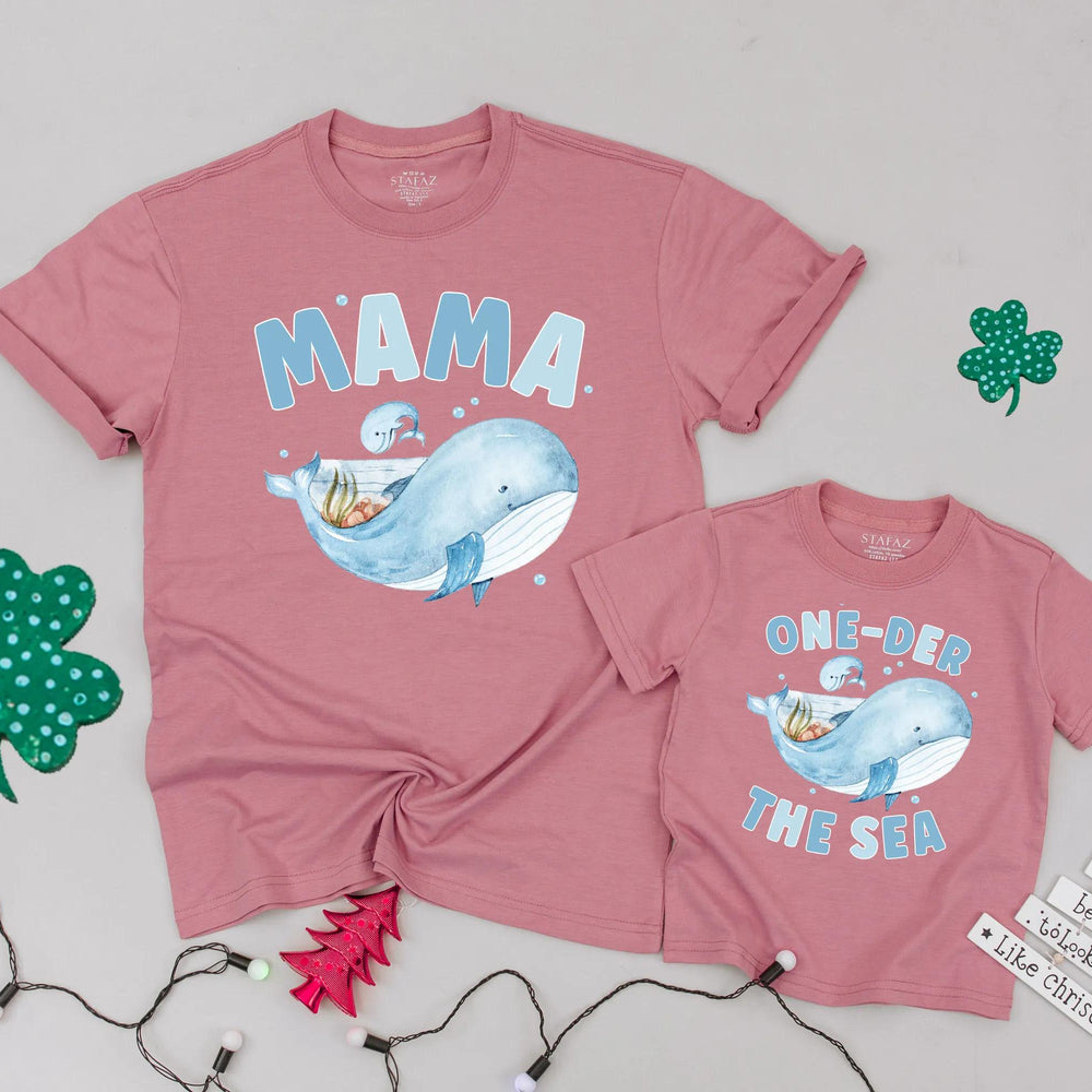 Personalized Under the Sea Family Shirts with Whale Design, Baby Romper Birthday Outfit, Ocean Animals Theme for Boy or Toddler First Party
