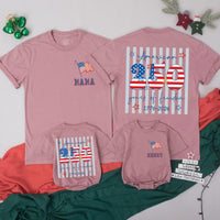 Personalized USA 250th Anniversary Shirts Front and Back, Patriotic 4th of July Family Outfits, Custom Independence Day Tees for All Ages