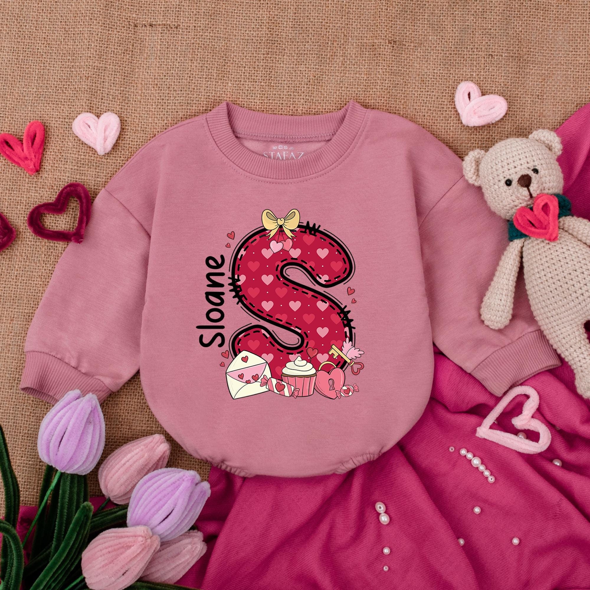 Personalized Valentine's Baby Romper with Heart S Design Cute Cupcake Candy Mushroom Bow Newborn Infant Boy Soft Cotton Outfit