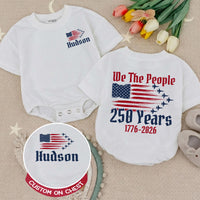 Personalized We The People Baby Romper with American Flag Fighter Jet Design 4th of July Outfit Patriotic Infant Birthday Gift