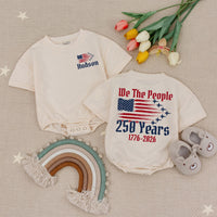 Personalized We The People Baby Romper with American Flag Fighter Jet Design 4th of July Outfit Patriotic Infant Birthday Gift