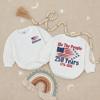 Personalized We The People Baby Romper with American Flag Fighter Jet Design 4th of July Outfit Patriotic Infant Birthday Gift