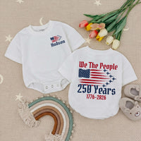 Personalized We The People Baby Romper with American Flag Fighter Jet Design 4th of July Outfit Patriotic Infant Birthday Gift