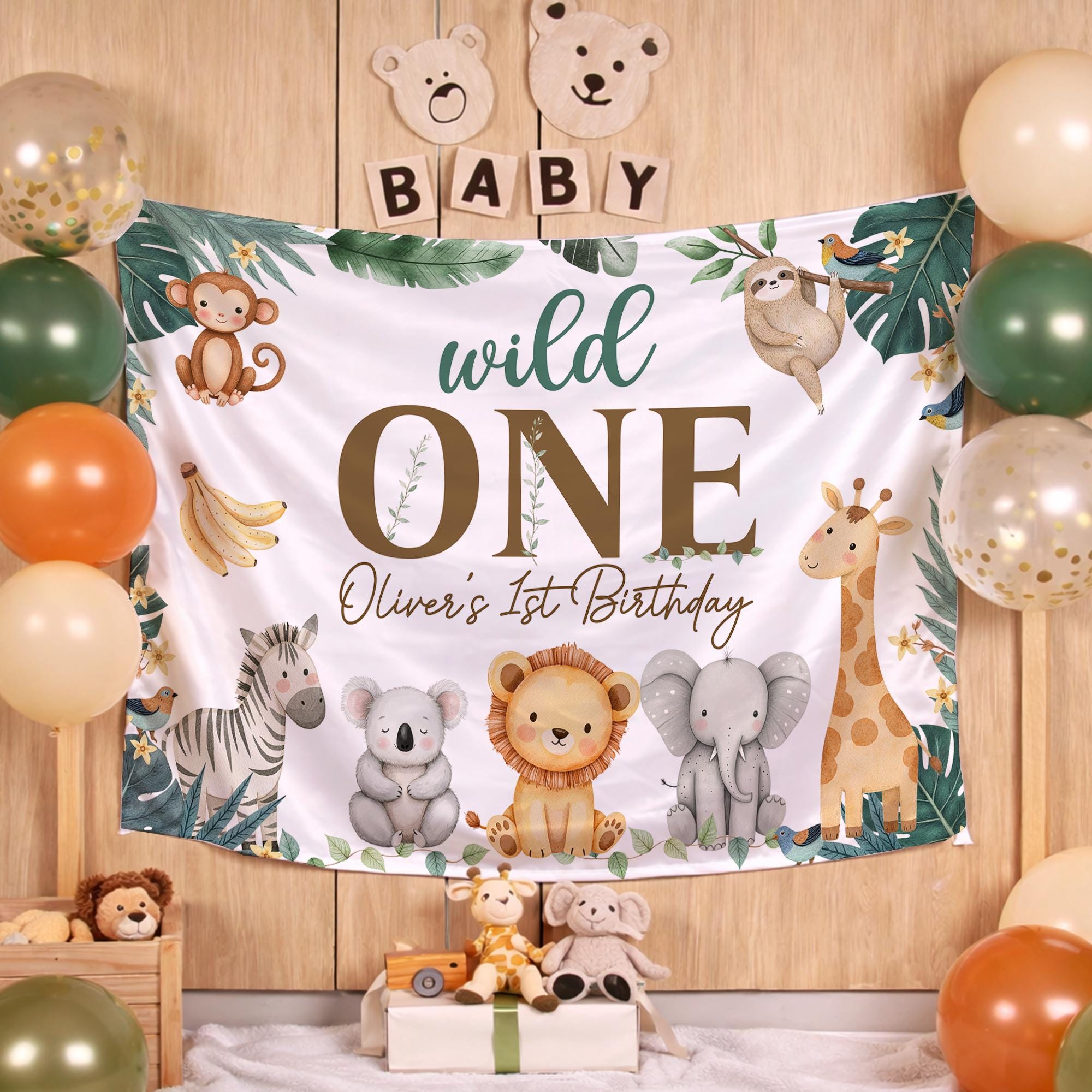 Personalized Wild One Baby Outfit with Lion Cub Design Safari First Birthday Romper for Boys Soft Cotton Birthday Party Keepsake Gift