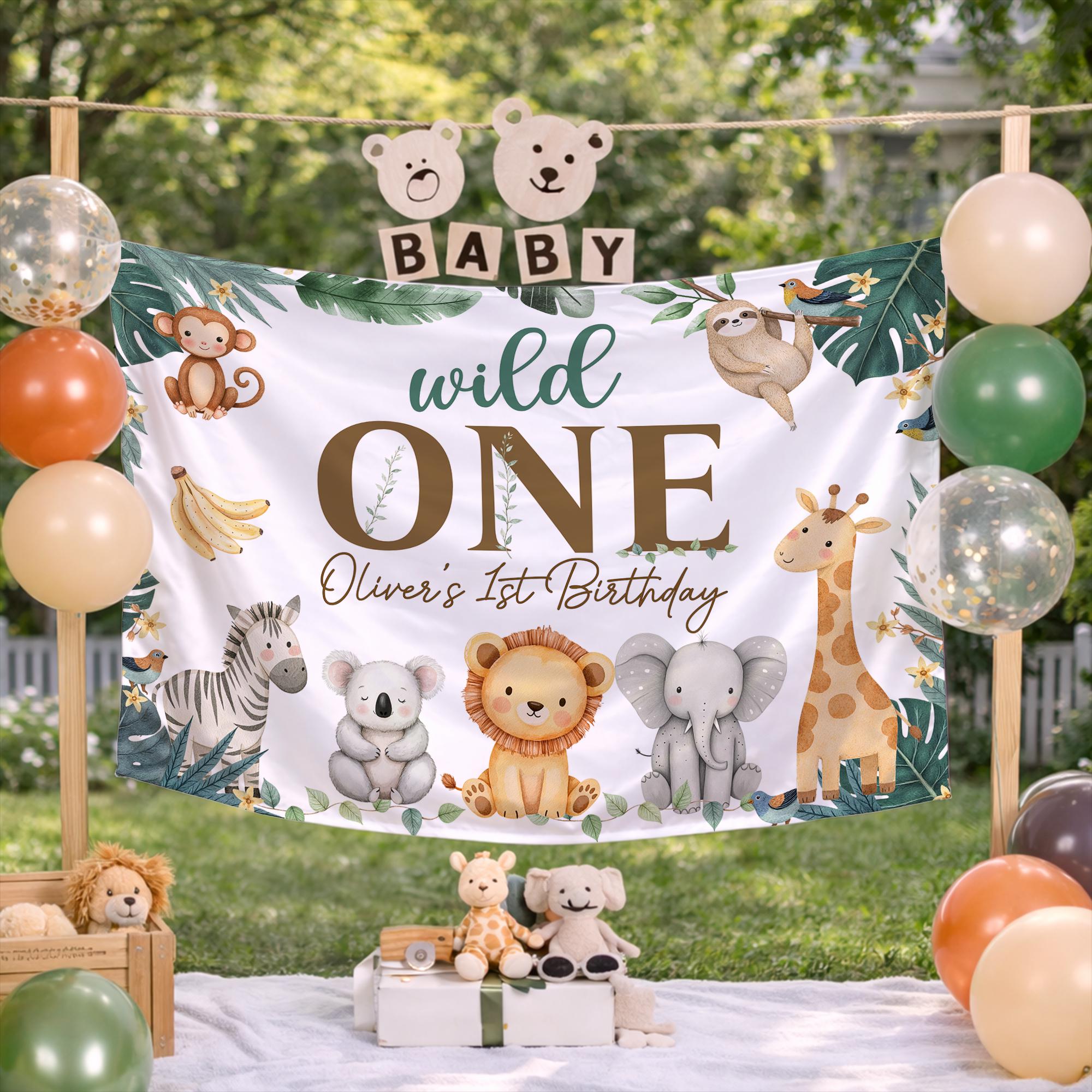 Personalized Wild One Baby Outfit with Lion Cub Design Safari First Birthday Romper for Boys Soft Cotton Birthday Party Keepsake Gift