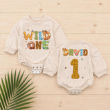 Personalized Wild One Baby Romper for First Birthday Safari Theme Soft Cotton Toddler Outfit Gift Idea