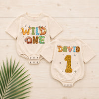 Personalized Wild One Baby Romper for First Birthday Safari Theme Soft Cotton Toddler Outfit Gift Idea