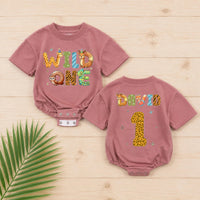 Personalized Wild One Baby Romper for First Birthday Safari Theme Soft Cotton Toddler Outfit Gift Idea