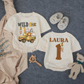 Personalized Wild One Birthday Outfit for Baby Boy, Safari 1st Birthday Romper with Jungle Animals, Cake Smash Shirt, Custom Name Design