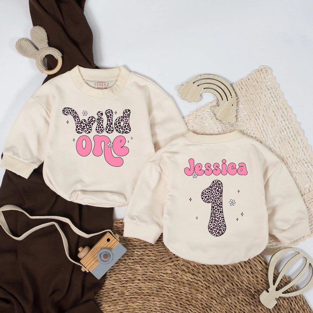 Personalized Wild One Birthday Romper for Baby Girls First Party Outfit Custom Name Leopard Design Soft Cotton Gift Idea