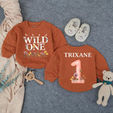 Personalized Wild One Floral First Birthday Outfit for Baby Girl Boho Romper with Watercolor Flowers Cake Smash Party Clothes Gift