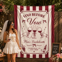 Personalized Wine Bachelorette Party Banner with Custom Name and Date, Burgundy Cream Silk Backdrop for Bride Celebration Decor