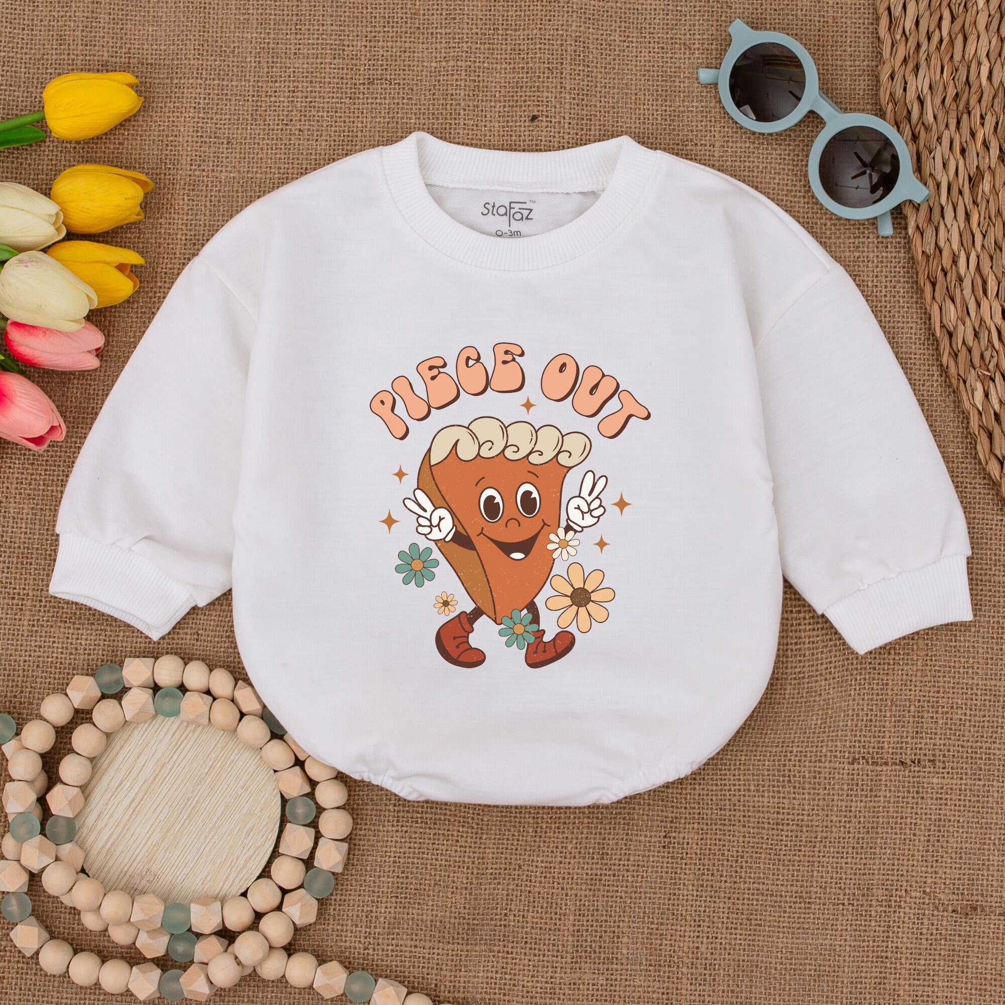 Piece Out Pumpkin Pie Baby Bodysuit Retro Fall Cotton Romper Infant Thanksgiving Outfit Soft Vintage Floral Design Autumn Baby Shower Gift