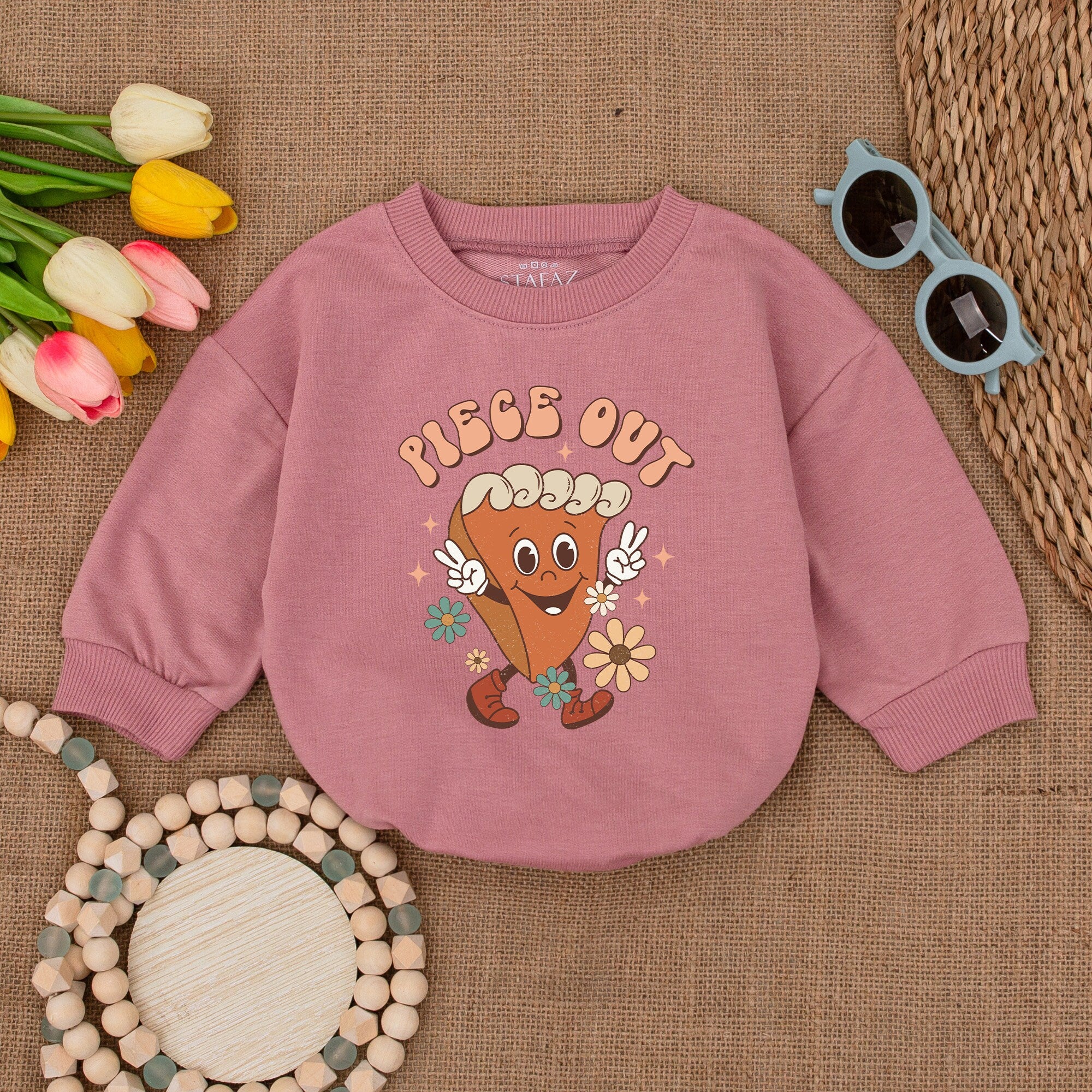 Piece Out Pumpkin Pie Baby Bodysuit Retro Fall Cotton Romper Infant Thanksgiving Outfit Soft Vintage Floral Design Autumn Baby Shower Gift