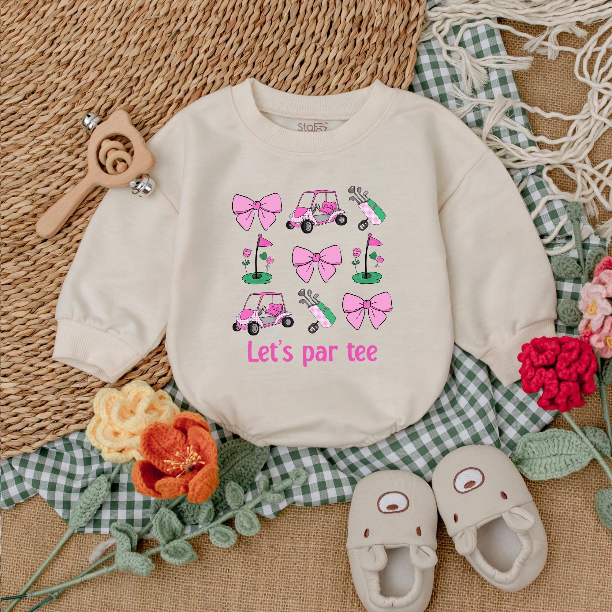 Pink Let's Par Tee Baby Romper Playful Golf Outfit for Infant Comfortable Gift Idea Daddy's Golfing Buddy Cute Newborn Bodysuit