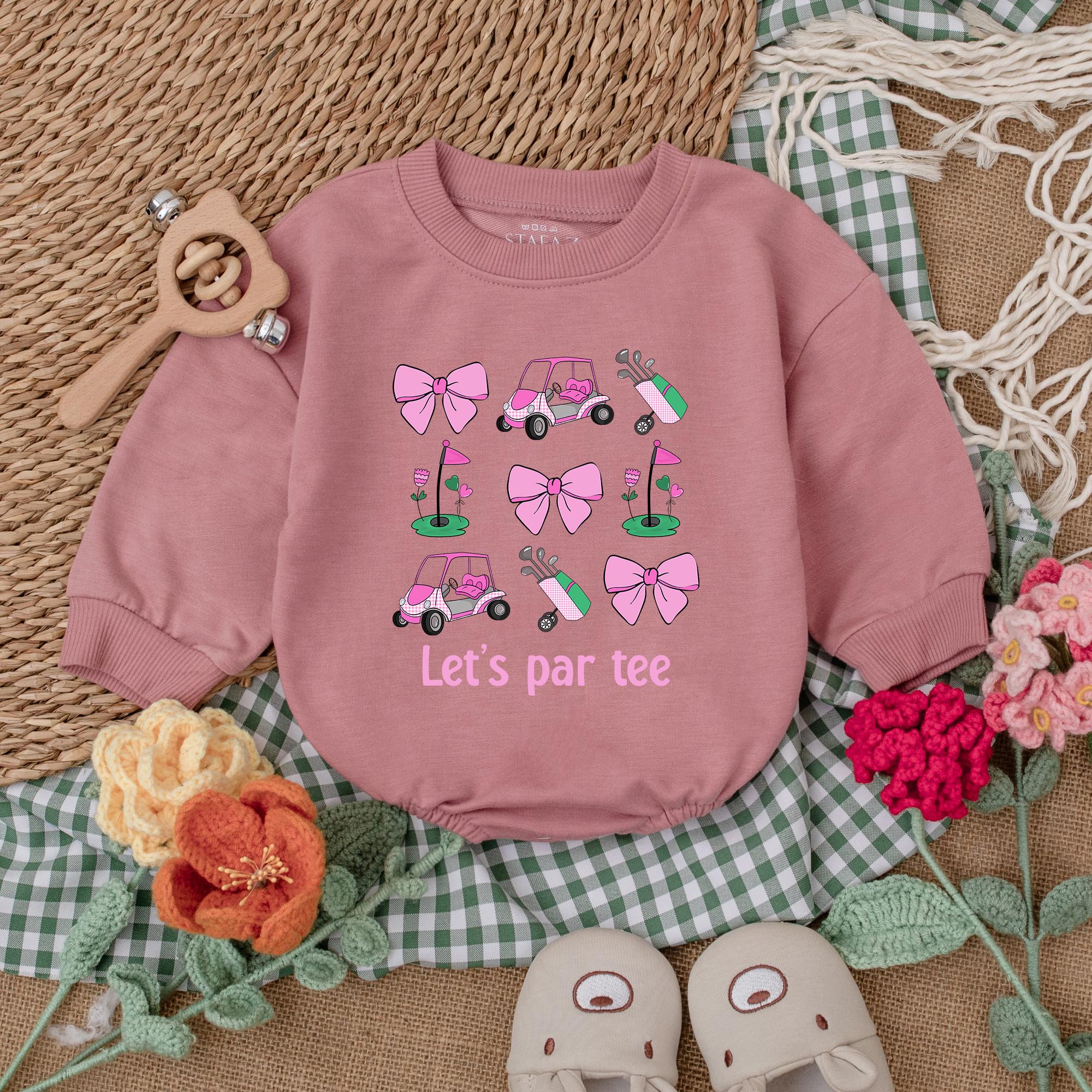 Pink Let's Par Tee Baby Romper Playful Golf Outfit for Infant Comfortable Gift Idea Daddy's Golfing Buddy Cute Newborn Bodysuit