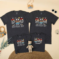Pirate Birthday Boy Matching Family Shirts with Cartoon Ship Design, Mom Dad Toddler First Birthday Outfit, Baby Boy Gift One Year Old