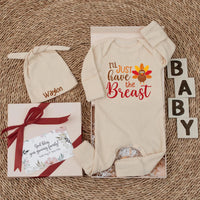 Playful 'I'll Just Have the Breast' Baby Romper Fun Turkey Design Thanksgiving Outfit Cozy Fall Infant Gift