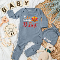 Playful 'I'll Just Have the Breast' Baby Romper Fun Turkey Design Thanksgiving Outfit Cozy Fall Infant Gift