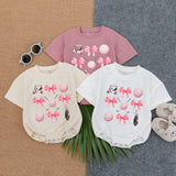 Playful Pink Golf Bow Romper for Baby Girls Whimsical Birthday Outfit Soft Cotton Short Sleeve Newborn Game Day Clothes