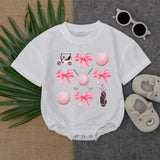 Playful Pink Golf Bow Romper for Baby Girls Whimsical Birthday Outfit Soft Cotton Short Sleeve Newborn Game Day Clothes
