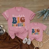 Promoted to Big Brother 2026 Baby Romper & Kids Sweatshirt, Retro Groovy Matching Family Outfit, Custom Name Sibling Announcement Gift
