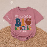 Promoted to Big Brother 2026 Baby Romper & Kids Sweatshirt, Retro Groovy Matching Family Outfit, Custom Name Sibling Announcement Gift