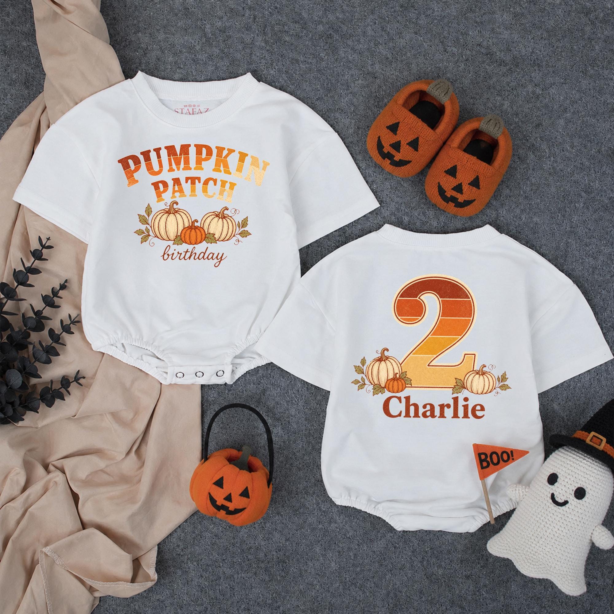 Pumpkin Patch Birthday Baby Sweatshirt with Fall Pumpkin Artwork, Custom Name & Age, Perfect for Autumn Celebrations