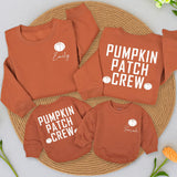 Pumpkin Patch Crew Fall Sweatshirt for Kids Personalized Autumn Family Matching Outfit Soft Cotton Toddler Infant Shirt