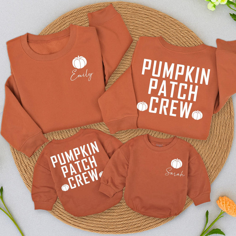 Pumpkin Patch Crew Fall Sweatshirt for Kids Personalized Autumn Family Matching Outfit Soft Cotton Toddler Infant Shirt