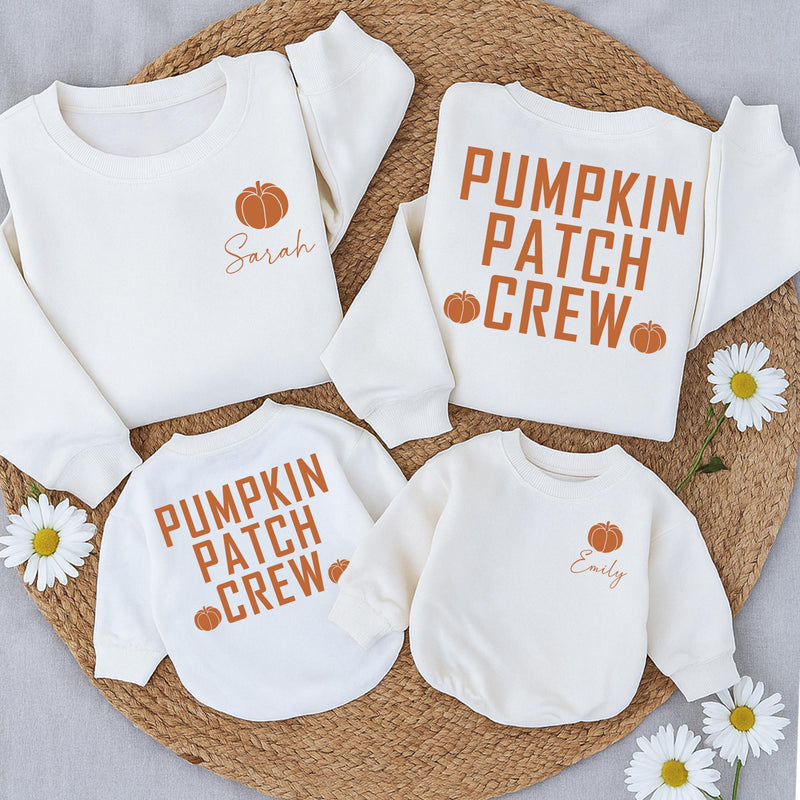 Pumpkin Patch Crew Fall Sweatshirt for Kids Personalized Autumn Family Matching Outfit Soft Cotton Toddler Infant Shirt