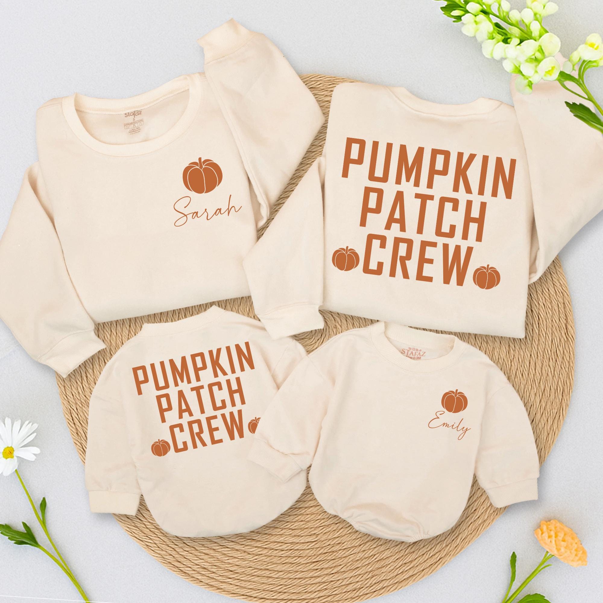 Pumpkin Patch Crew Fall Sweatshirt for Kids Personalized Autumn Family Matching Outfit Soft Cotton Toddler Infant Shirt