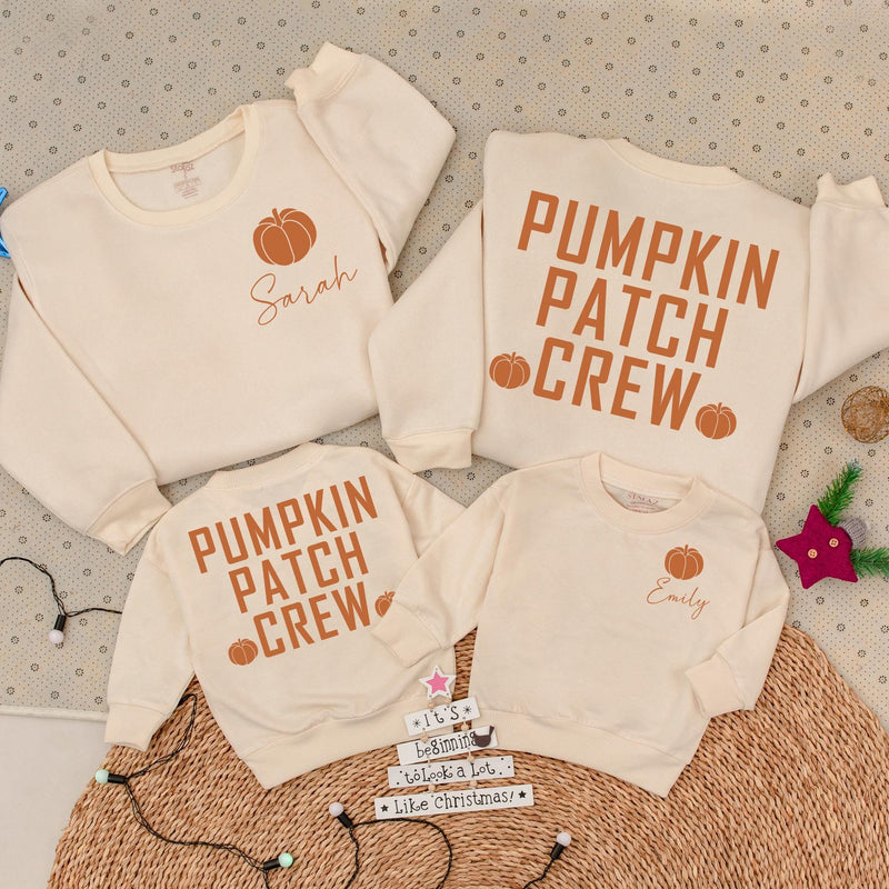 Pumpkin Patch Crew Fall Sweatshirt for Kids Personalized Autumn Family Matching Outfit Soft Cotton Toddler Infant Shirt