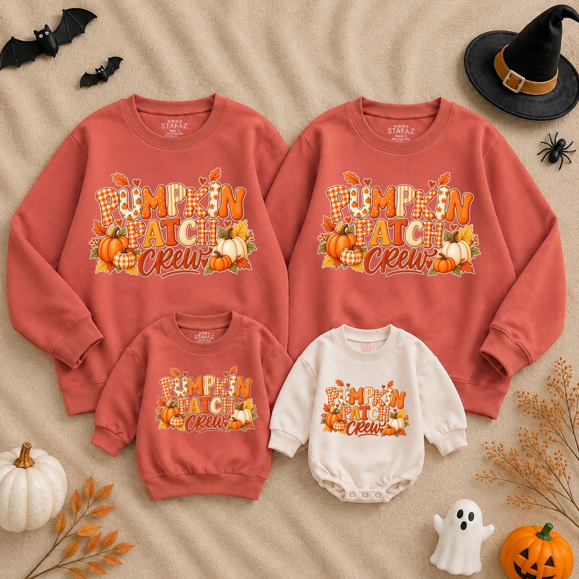 Pumpkin Patch Crew Sweatshirt for Matching Family Fall Outfits, Cute Thanksgiving Pullover, Autumn Pumpkin Patch Shirts Set