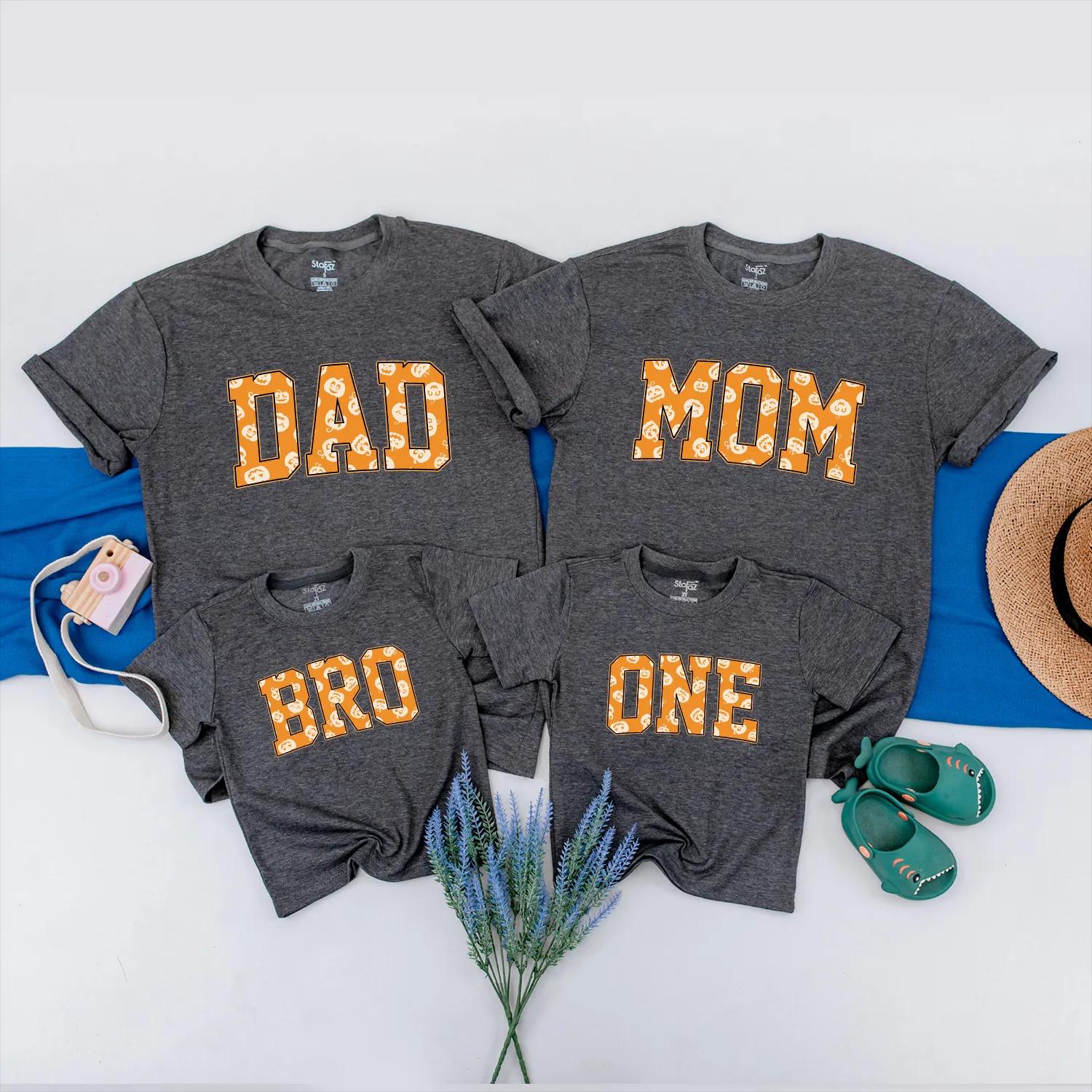 Pumpkin Patch Family Matching Shirts with Custom Names, Halloween 1st Birthday Outfit, Fall-Themed Mom, Dad, Sis, Bro Tees