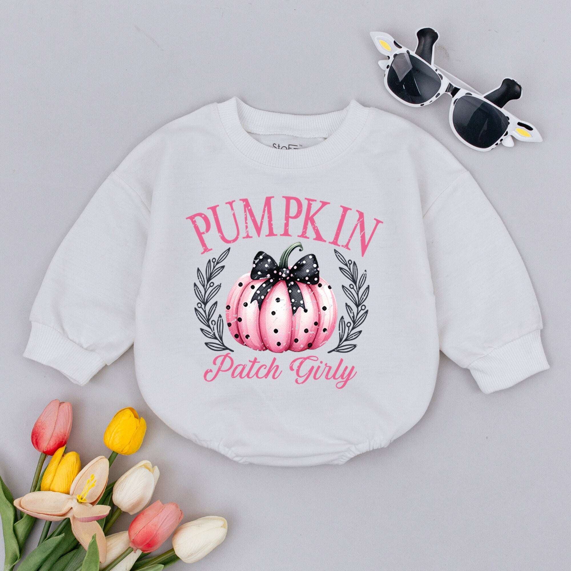 Pumpkin Patch Girly Baby Romper Pink Pumpkin Bow Retro Fall Infant Bodysuit Thanksgiving Outfit Cozy Cotton Baby Shower Gift