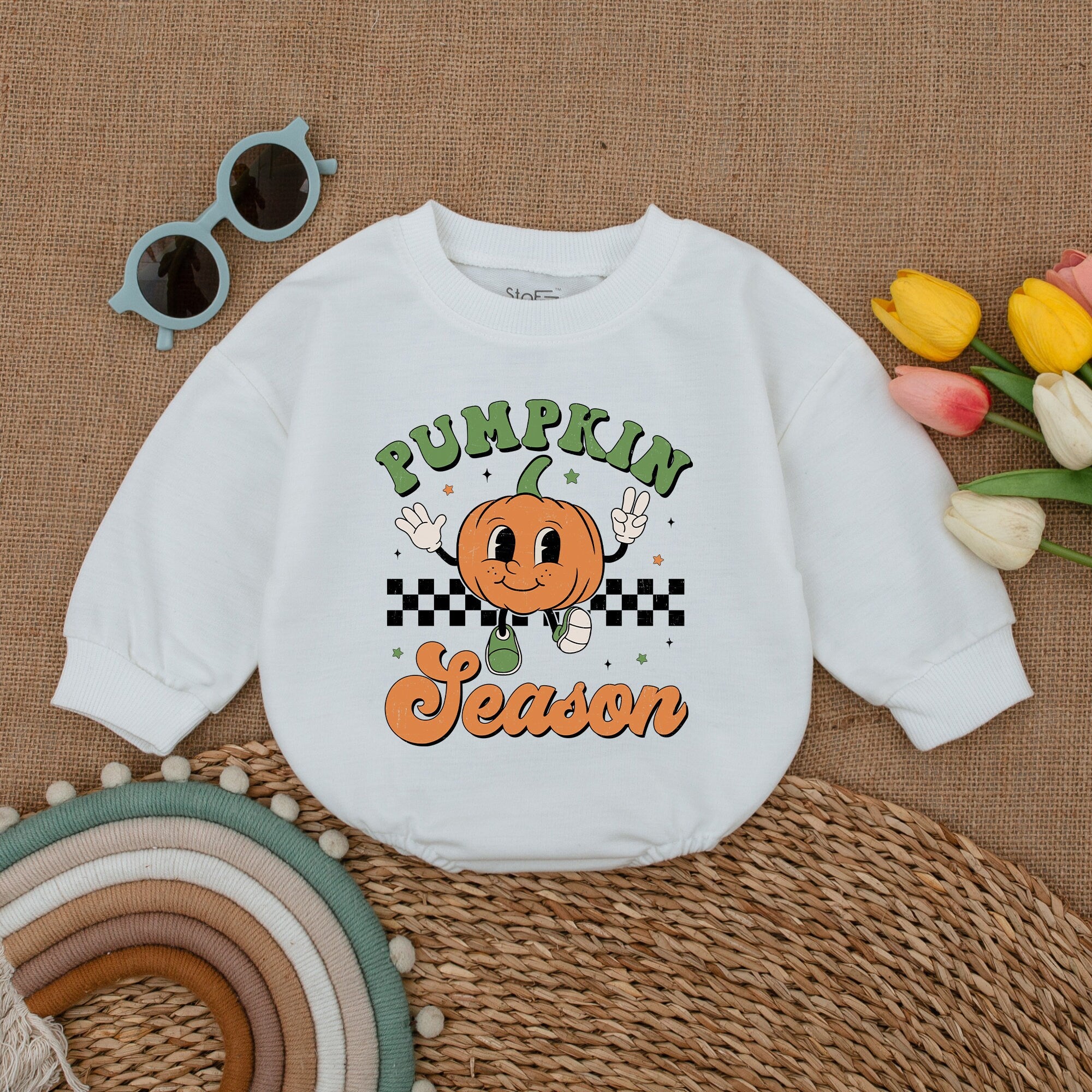 Pumpkin Season Baby Romper Cartoon Pumpkin Design Fall Halloween Outfit Soft Cotton Infant Bodysuit Holiday Gift Fun Retro Style