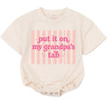 Put It On My Grandpa's Tab Baby Girl Romper Funny Pink Retro Bodysuit Infant Outfit Soft Cotton Comfortable Birthday Gift 0-24M