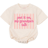 Put It On My Grandpa's Tab Baby Girl Romper Funny Pink Retro Bodysuit Infant Outfit Soft Cotton Comfortable Birthday Gift 0-24M