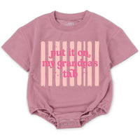 Put It On My Grandpa's Tab Baby Girl Romper Funny Pink Retro Bodysuit Infant Outfit Soft Cotton Comfortable Birthday Gift 0-24M