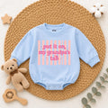 Put It on My Grandpa's Tab Baby Romper, Funny Blue Long Sleeve Bodysuit for Newborns, Soft Cotton Outfit, Cute Grandpa Gift for Babies