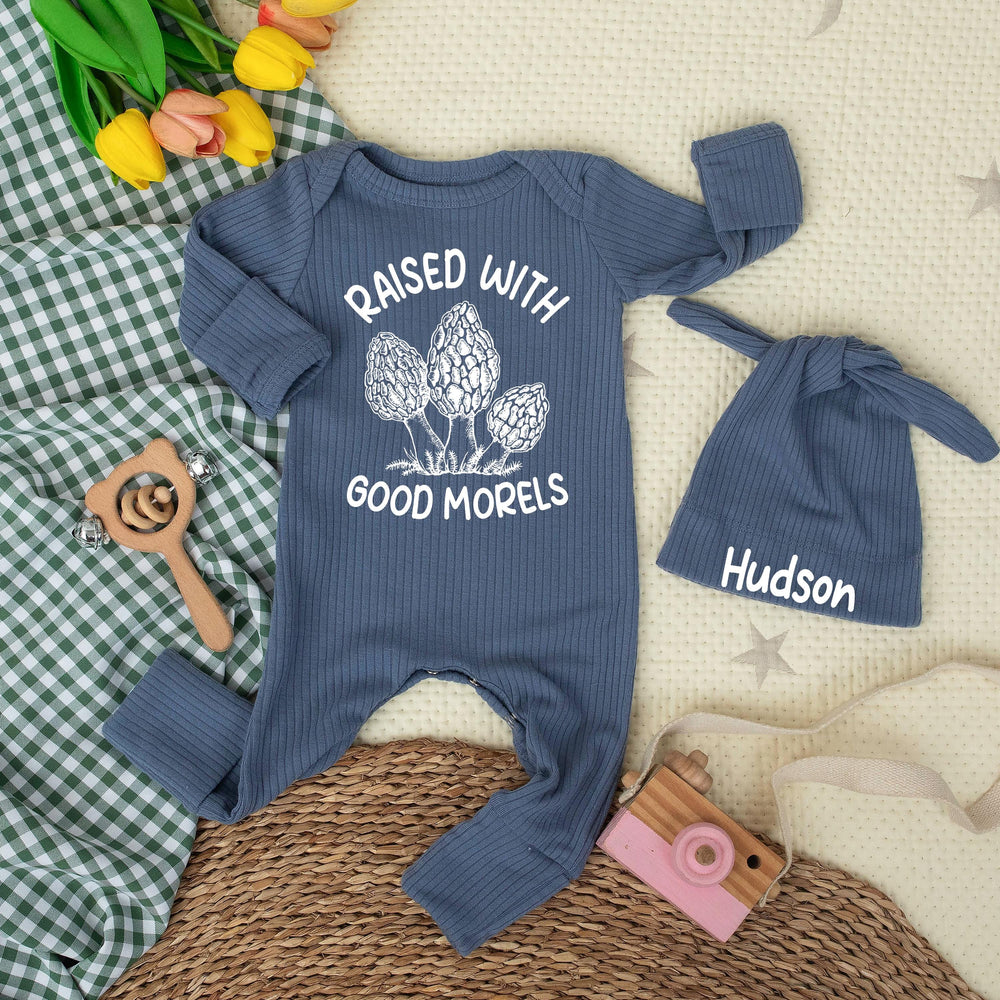 Raised With Good Morels Baby Bodysuit Mushroom Romper Custom Infant Outfit Newborn Coming Home Clothes Cotton Baby Shower Gift