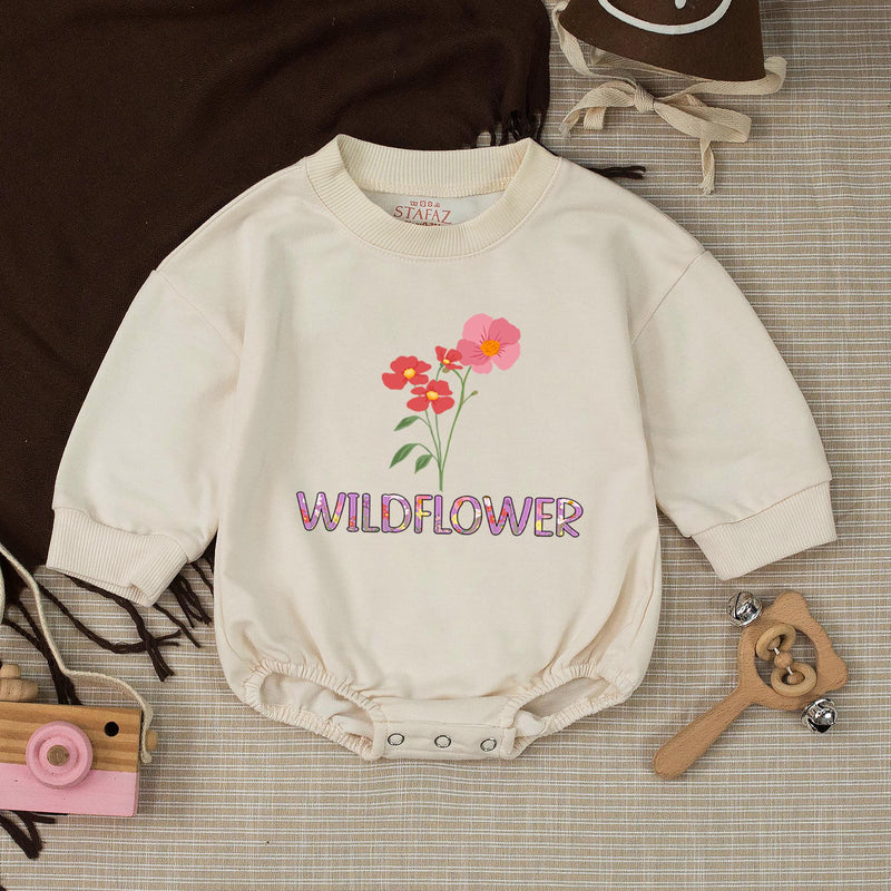 Raising Wildflower Mom Sweatshirt and Wildflower Baby Romper, Matching Mother Daughter Outfits with Custom Name Option