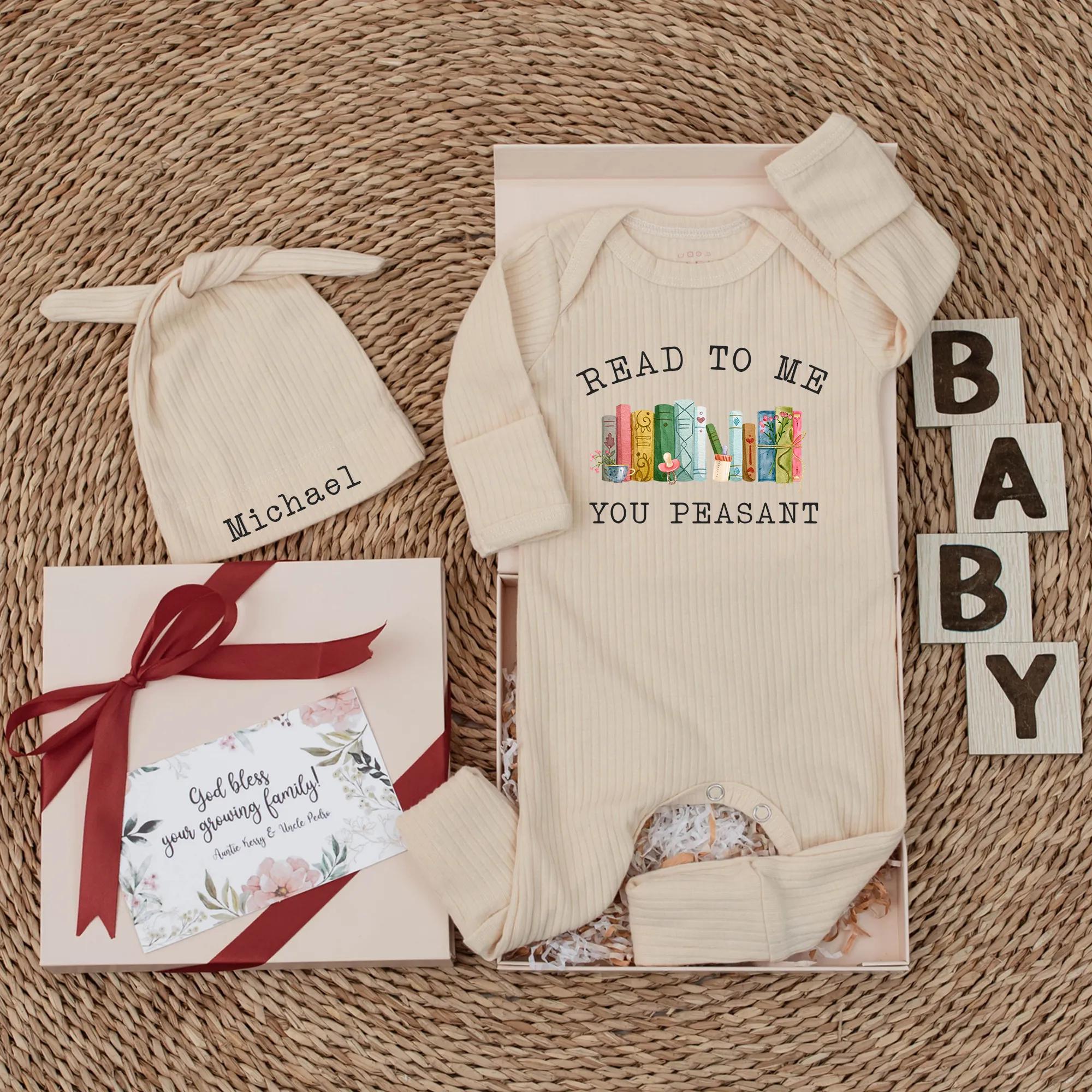 Read to Me You Peasant Baby Bodysuit Colorful Book Design Soft Cotton Newborn Gift for Book Lovers Fun Baby Shower Present