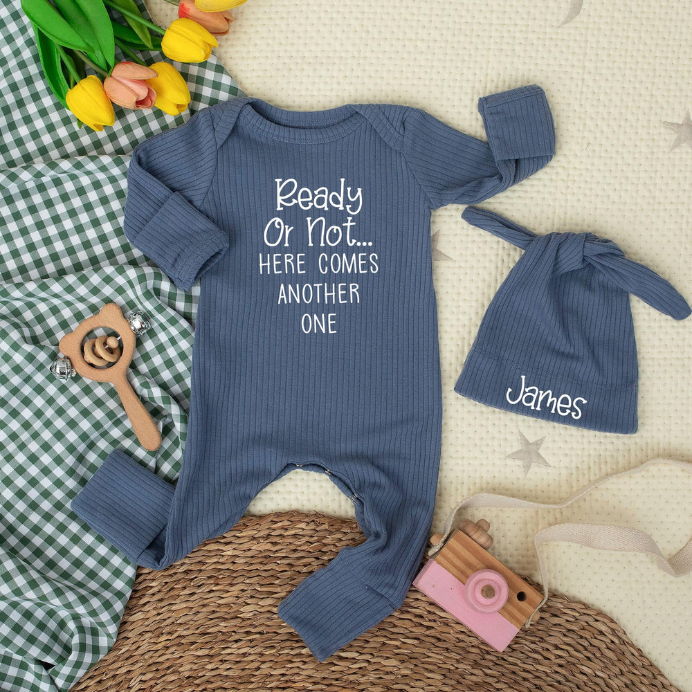 Ready Or Not Here Comes Another One Baby Reveal Bodysuit for Second Pregnancy Announcement Newborn Outfit Minimalist Cotton Design