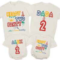 Ready Two Party Matching Family Birthday Shirts Personalized Toddler Outfit Second BDay Mom Dad Boy Girl Celebration Custom Name Design