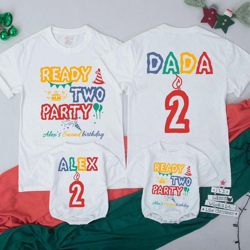 Ready Two Party Matching Family Birthday Shirts Personalized Toddler Outfit Second BDay Mom Dad Boy Girl Celebration Custom Name Design