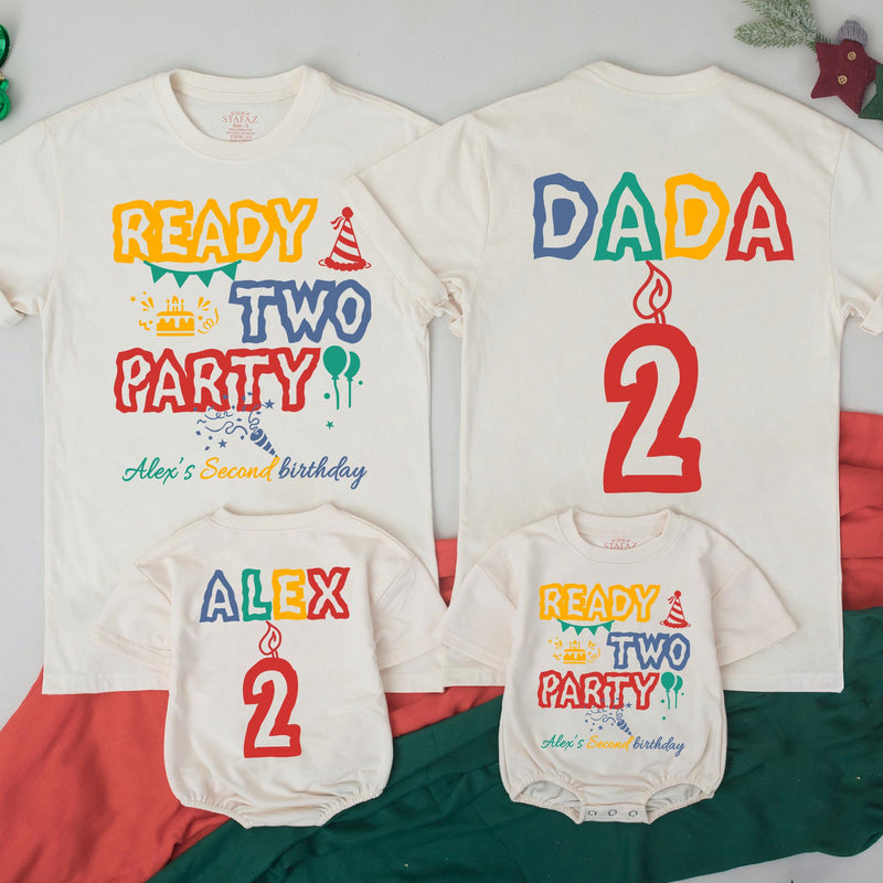 Ready Two Party Matching Family Birthday Shirts Personalized Toddler Outfit Second BDay Mom Dad Boy Girl Celebration Custom Name Design